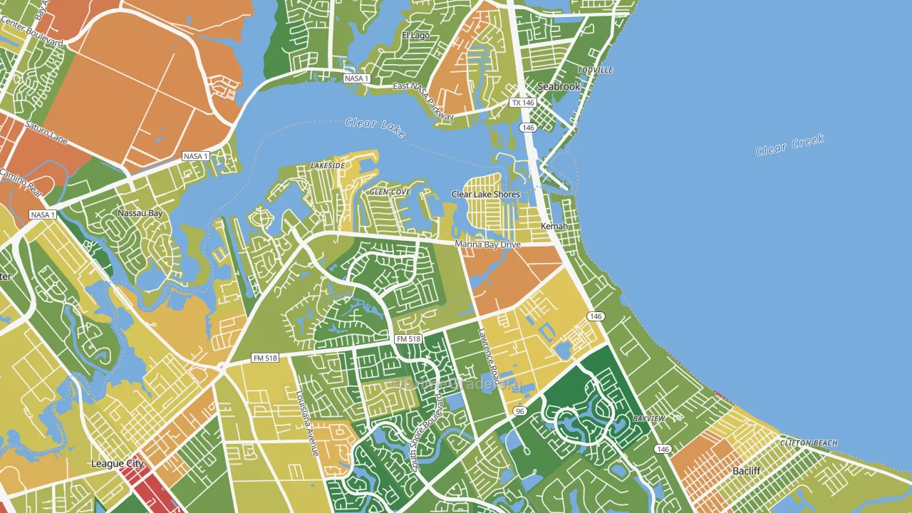 Kemah, TX Map of Burglary Rates