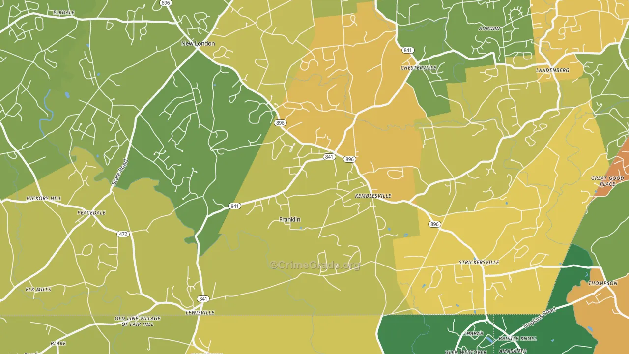 Kemblesville, PA Map of Burglary Rates