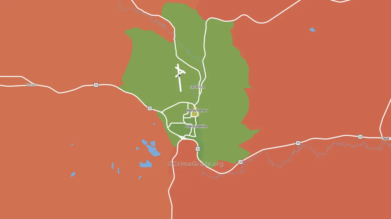 Kemmerer, WY Map of Burglary Rates