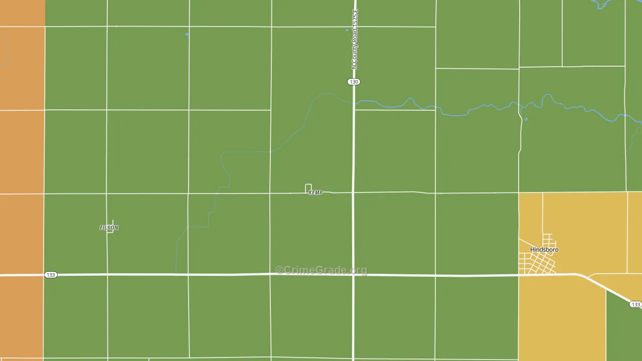 Kemp, IL Map of Burglary Rates