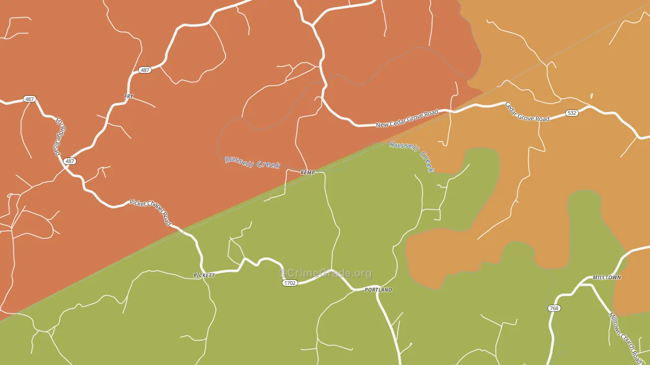 Kemp, KY Map of Burglary Rates