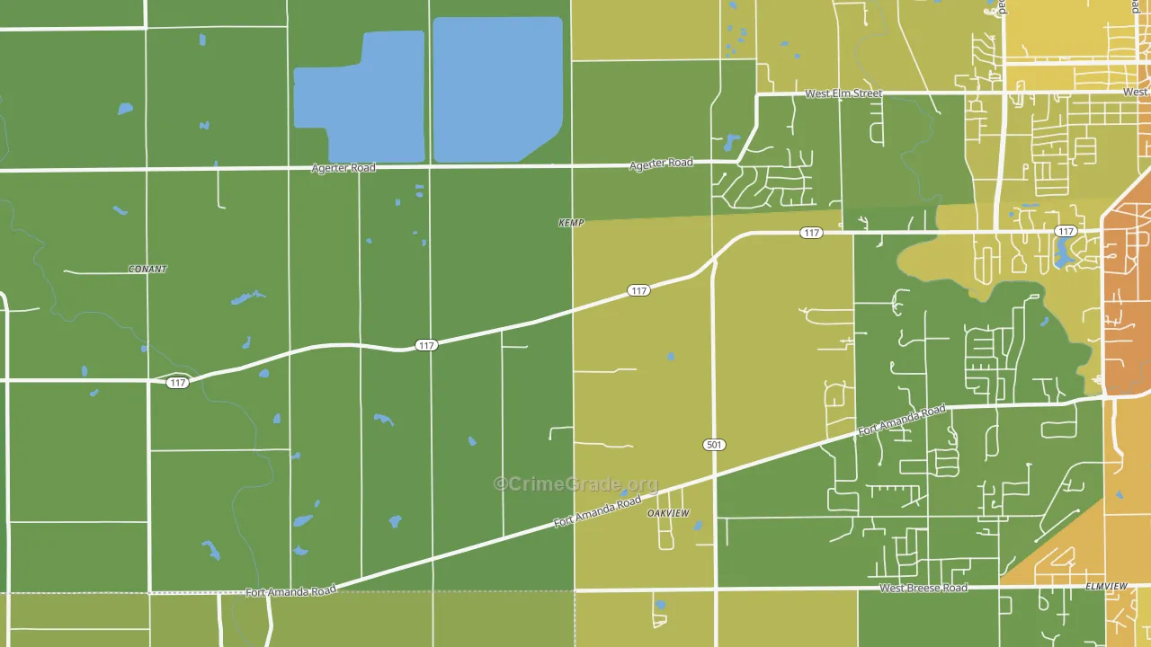 Kemp, OH Map of Burglary Rates