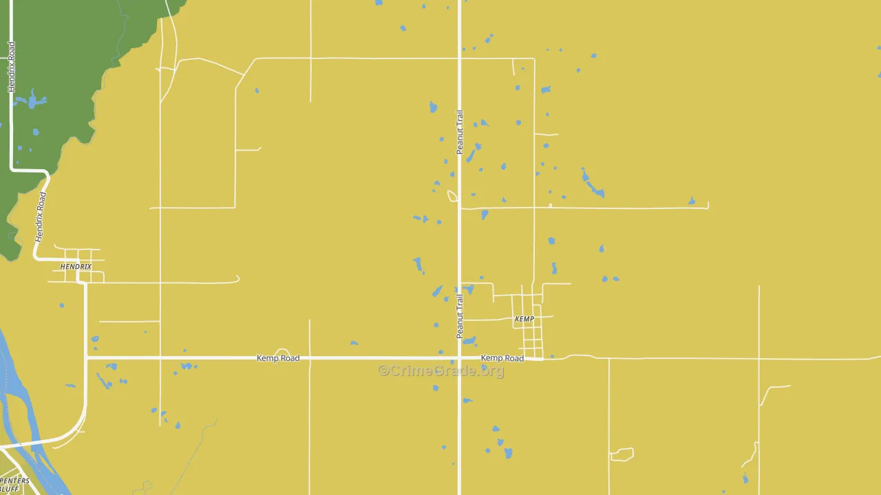 Kemp, OK Map of Burglary Rates