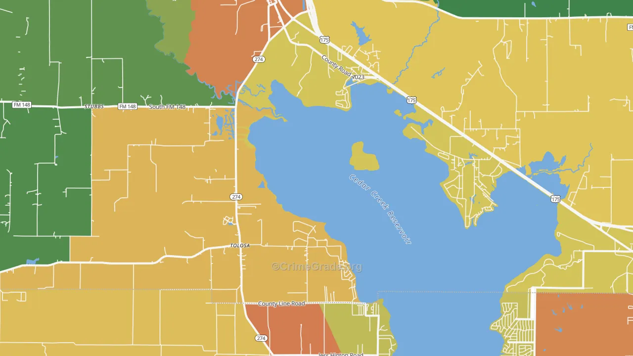 Kemp, TX Map of Burglary Rates