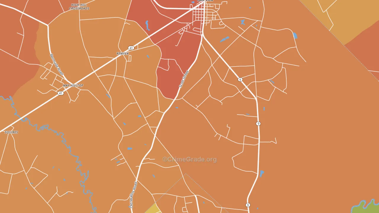 Kemper, SC Map of Burglary Rates