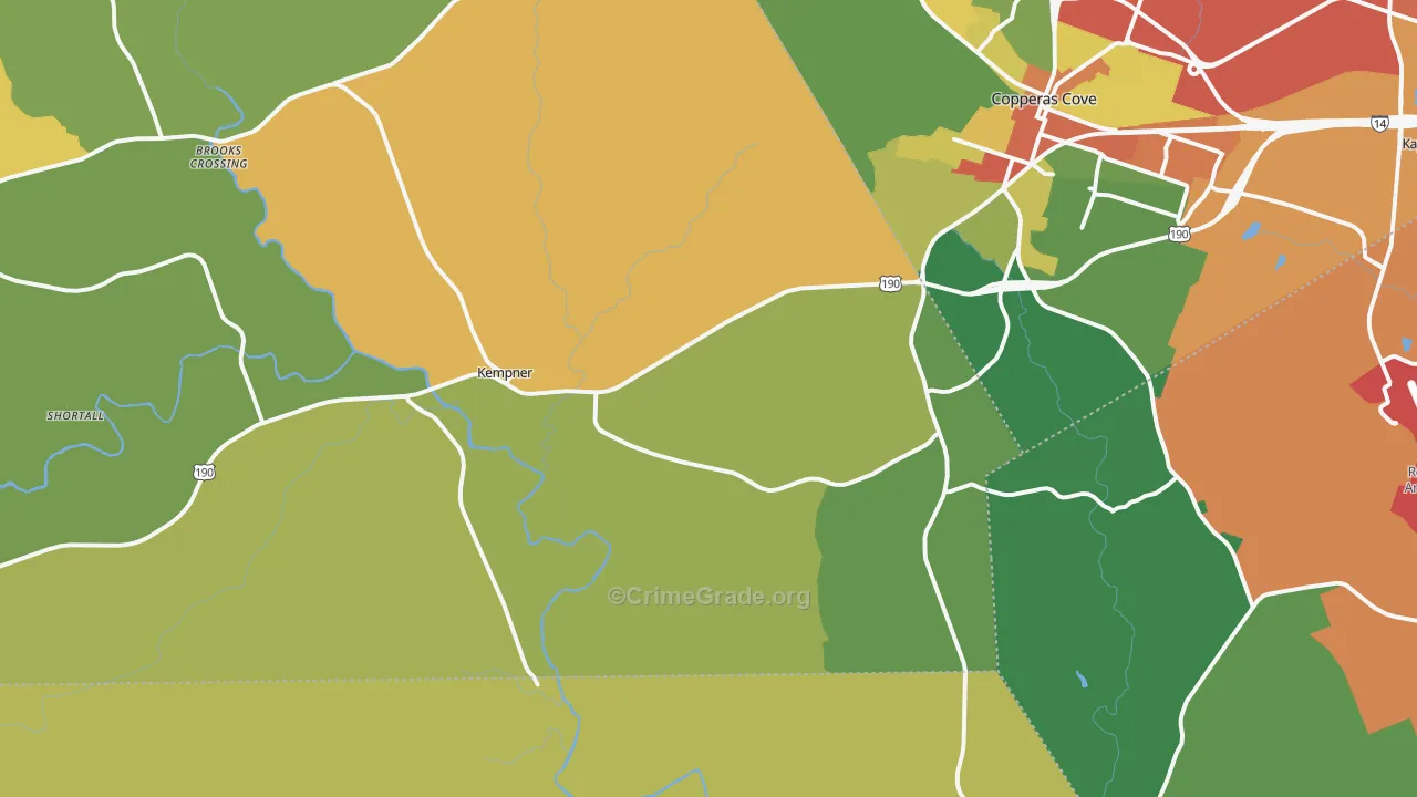 Kempner, TX Map of Burglary Rates