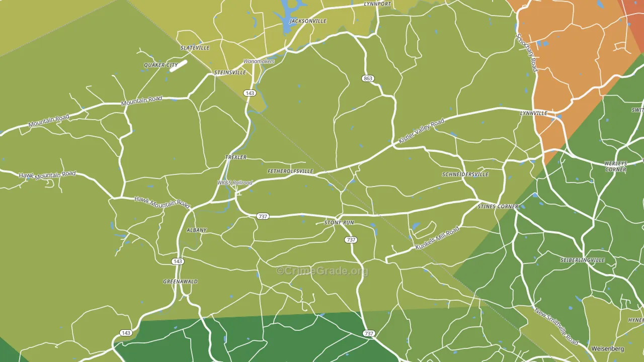 Kempton, PA Map of Burglary Rates