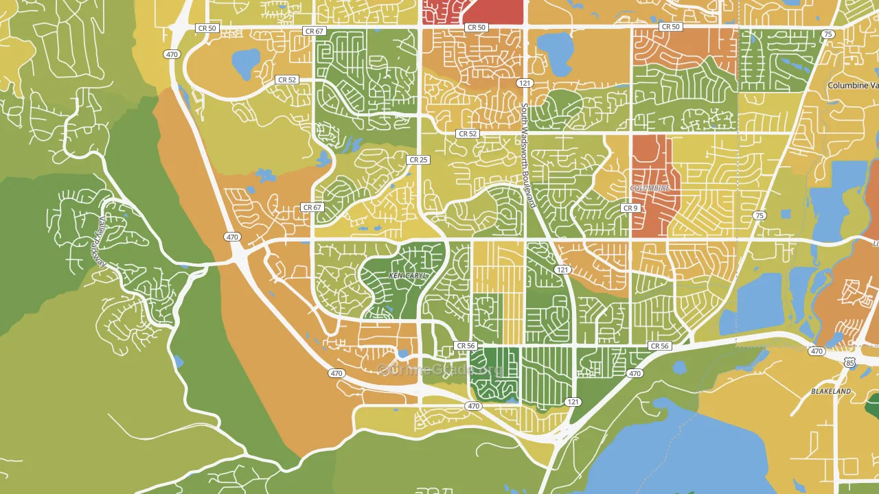 Ken Caryl, CO Map of Burglary Rates