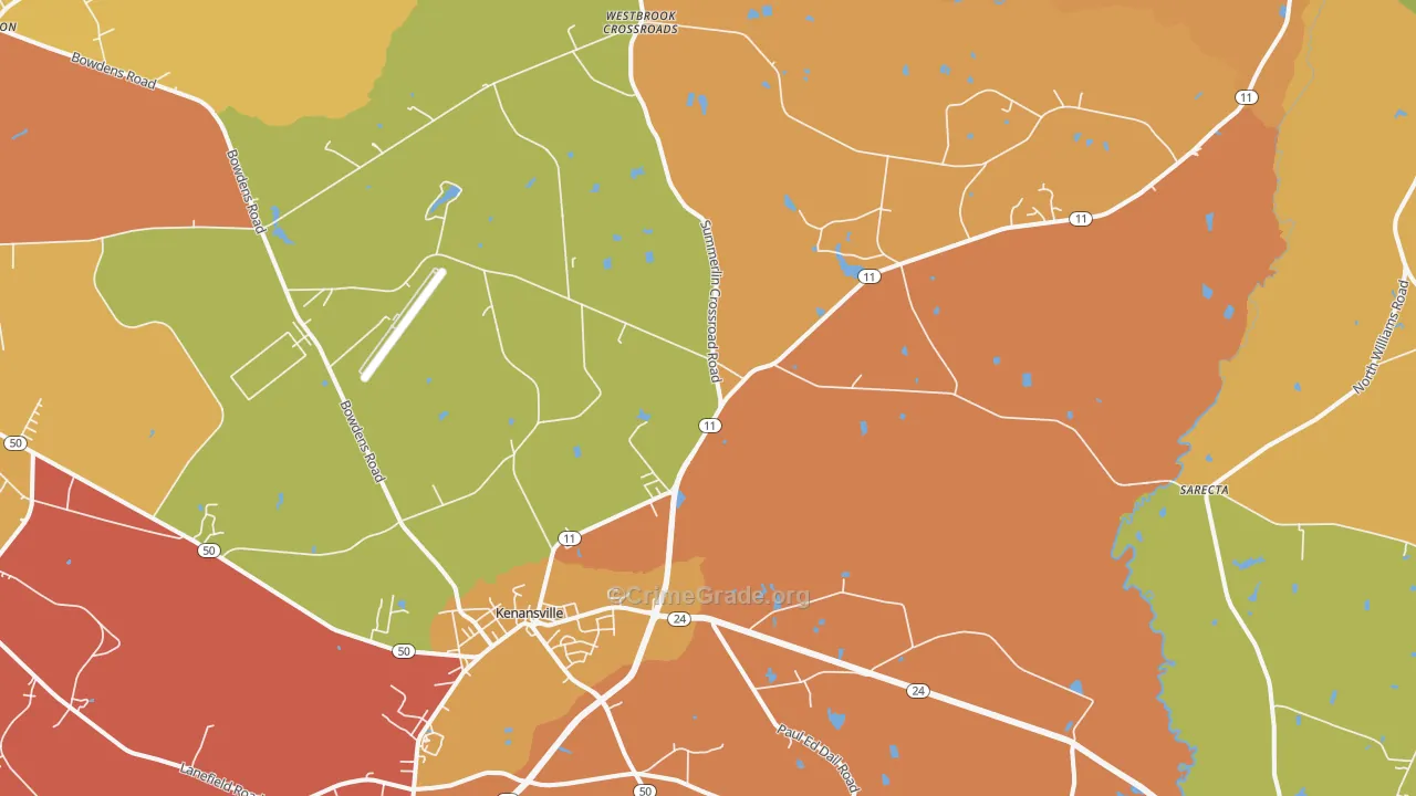 Kenansville, NC Map of Burglary Rates