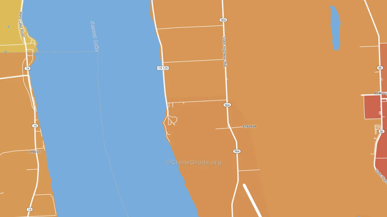 Kendaia, NY Map of Burglary Rates