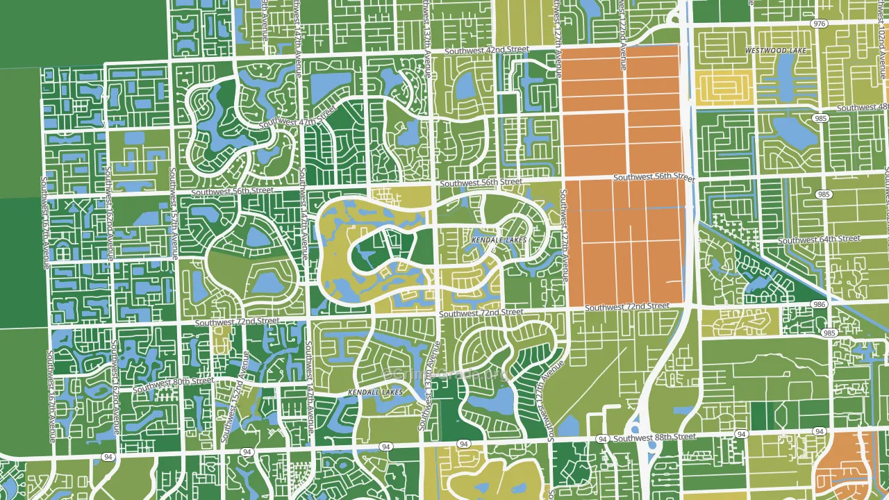 Kendale Lakes, FL Map of Burglary Rates