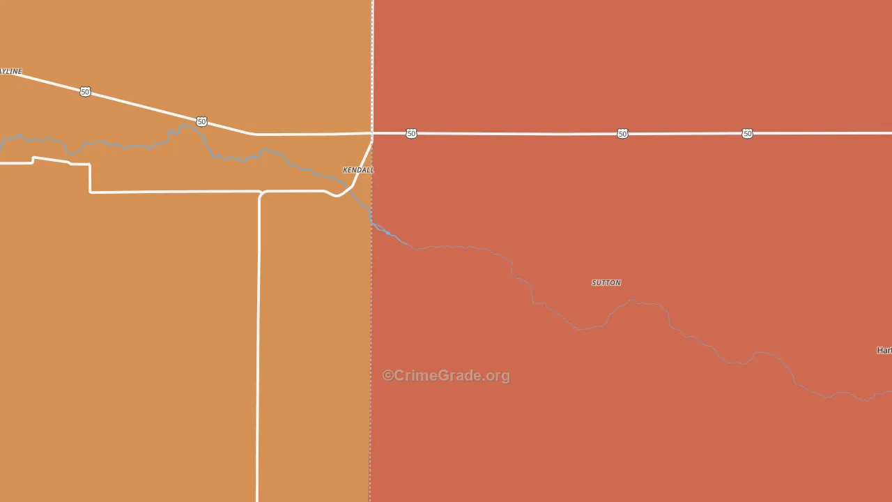 Kendall, KS Map of Burglary Rates
