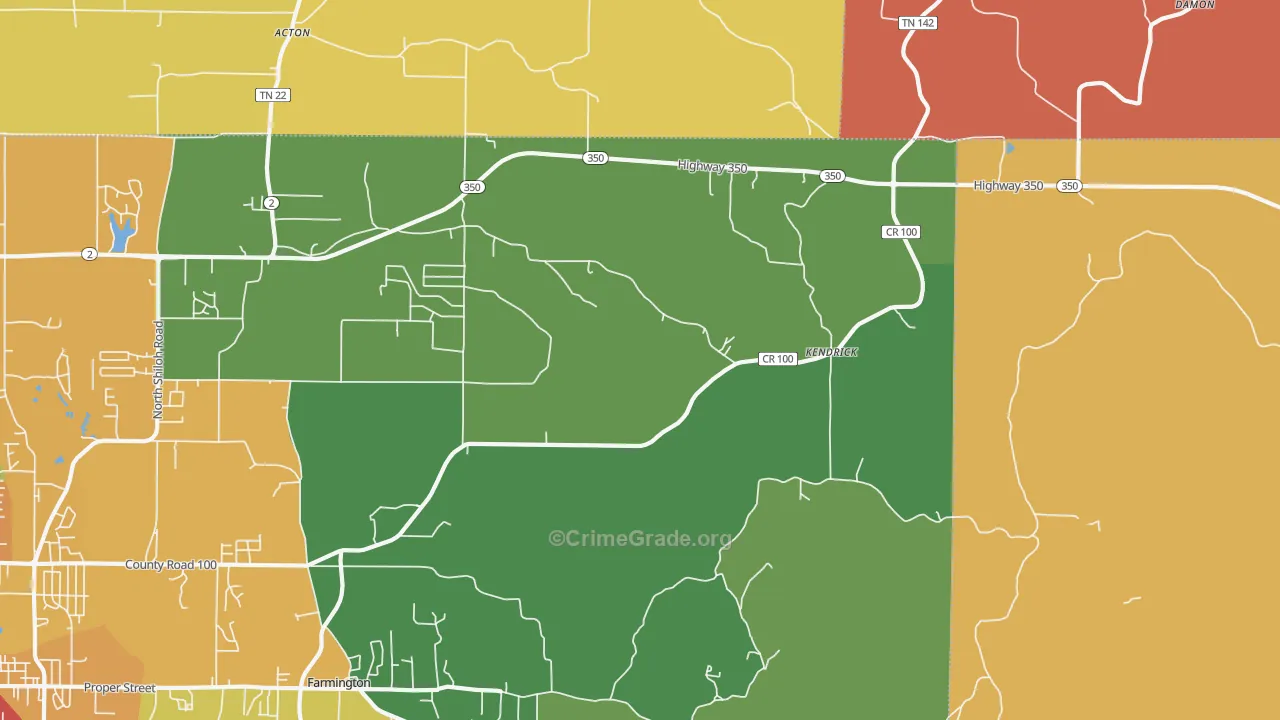 Kendrick, MS Map of Burglary Rates