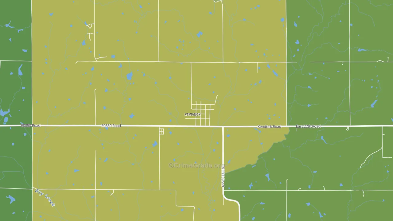 Kendrick, OK Map of Burglary Rates