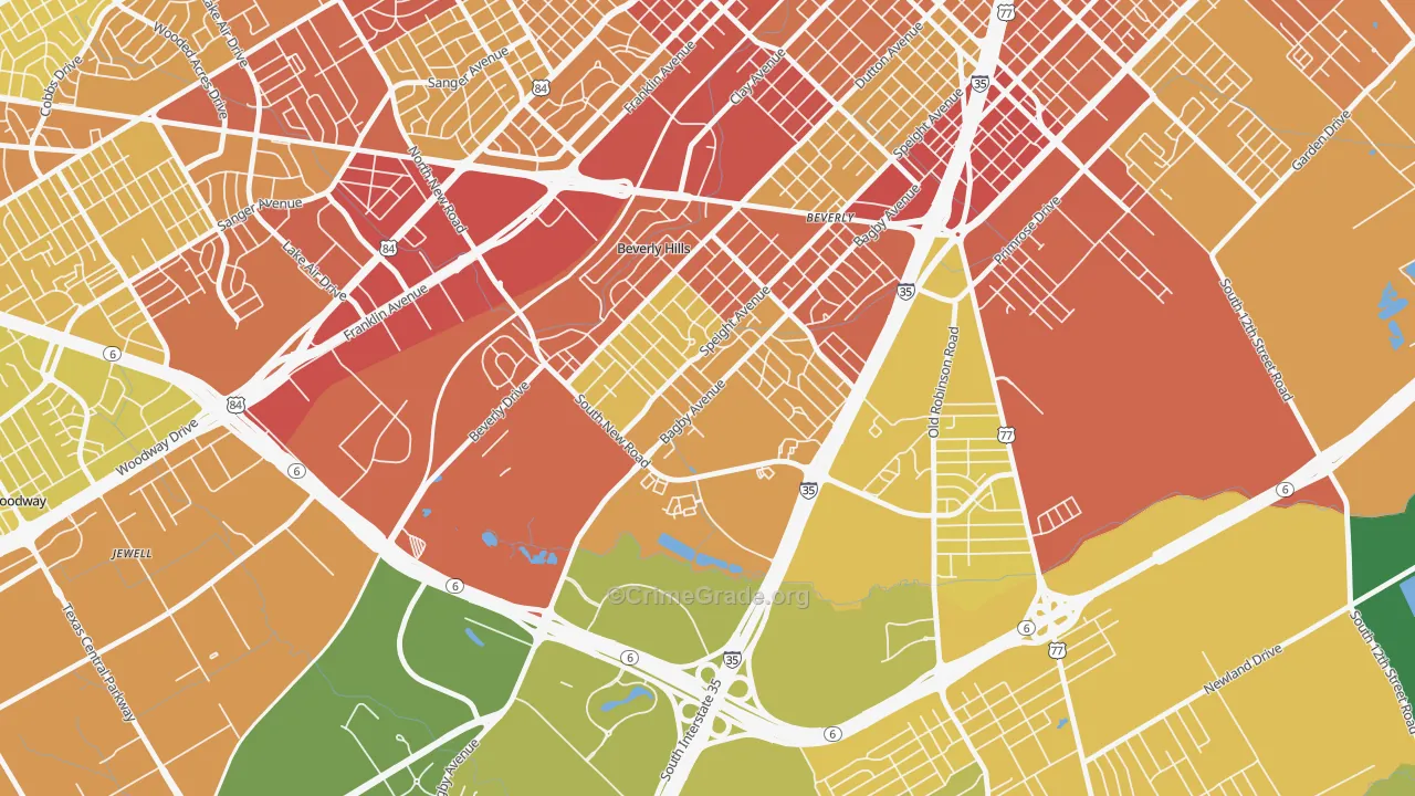 Kendrick, Waco, TX Map of Burglary Rates