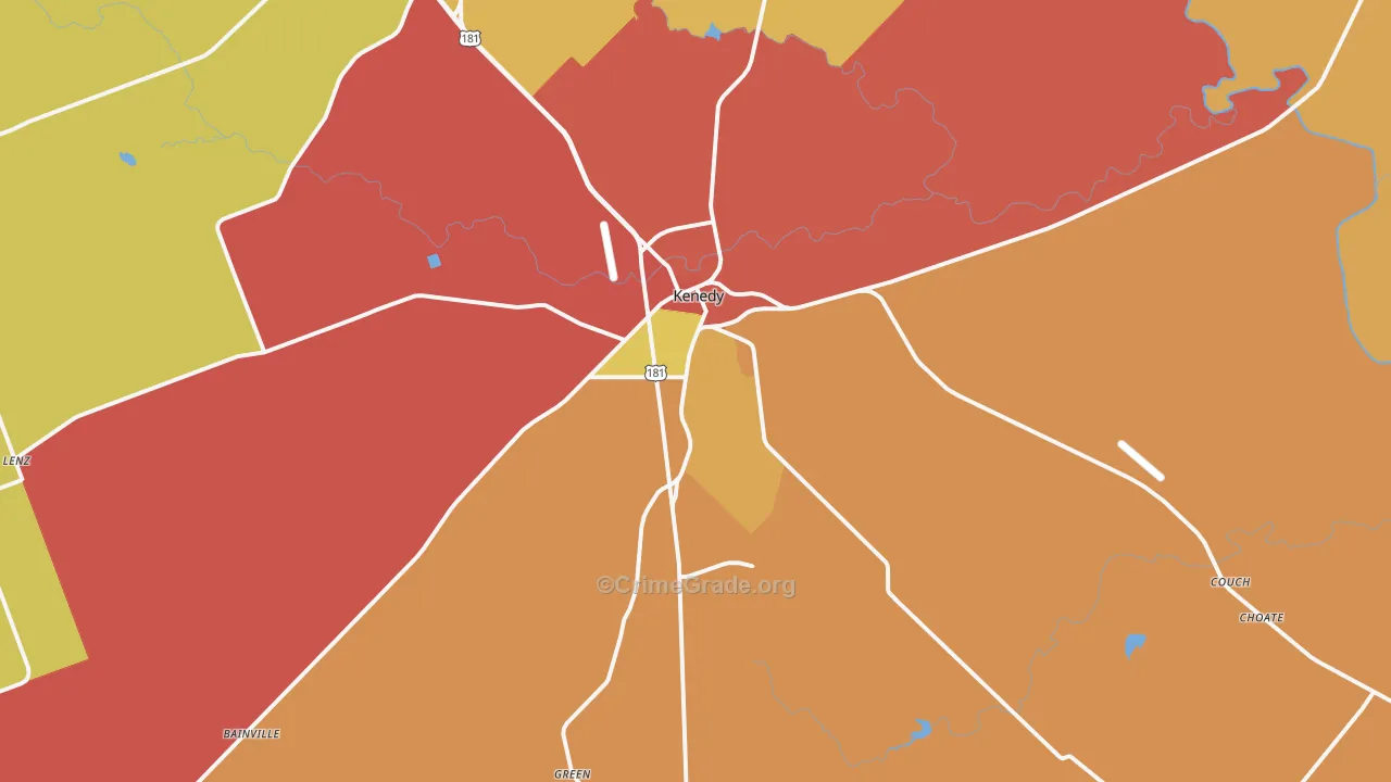 Kenedy, TX Map of Burglary Rates