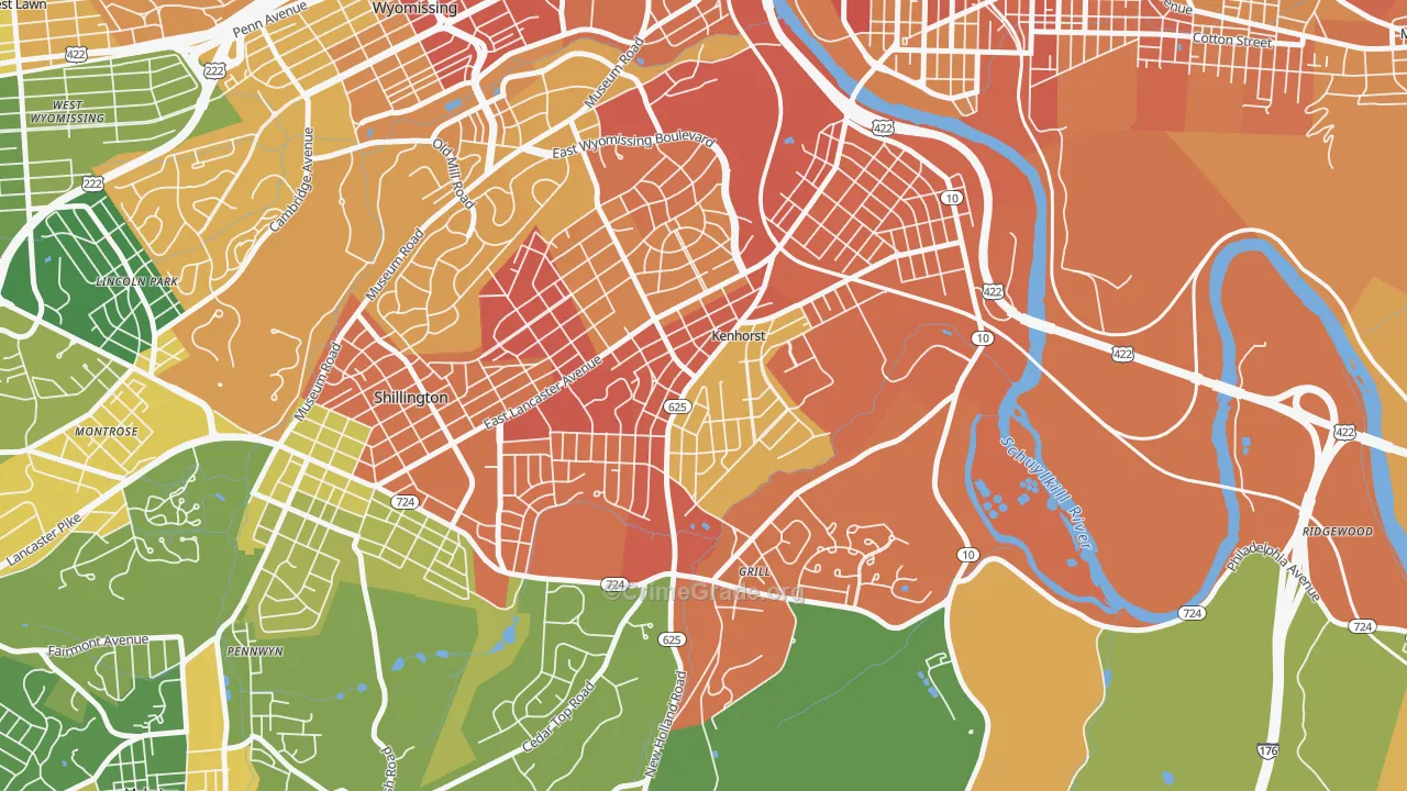 Kenhorst, PA Map of Burglary Rates