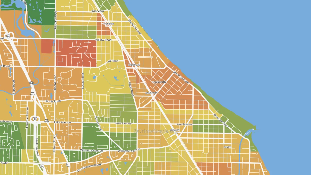 Kenilworth, IL Map of Burglary Rates