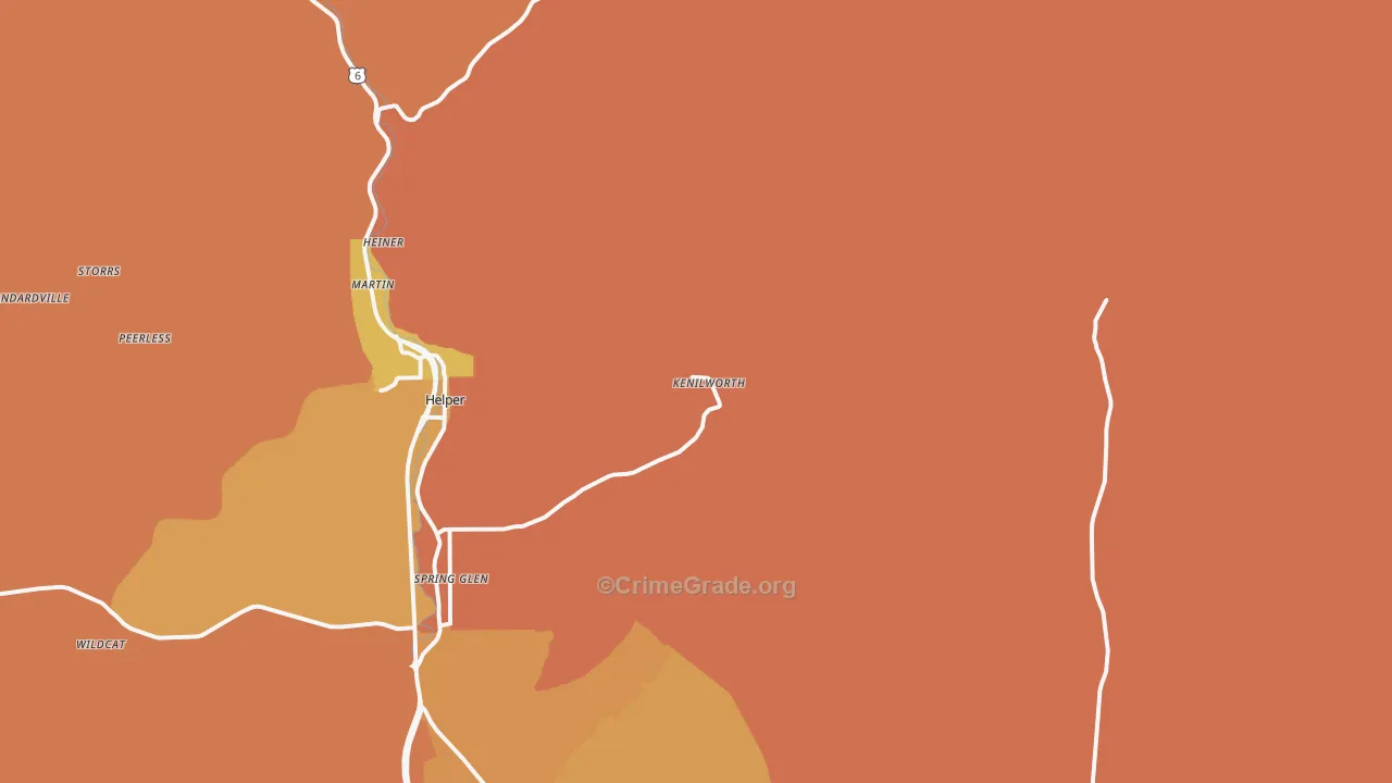 Kenilworth, UT Map of Burglary Rates