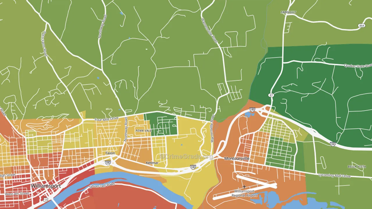 Kenmar, PA Map of Burglary Rates