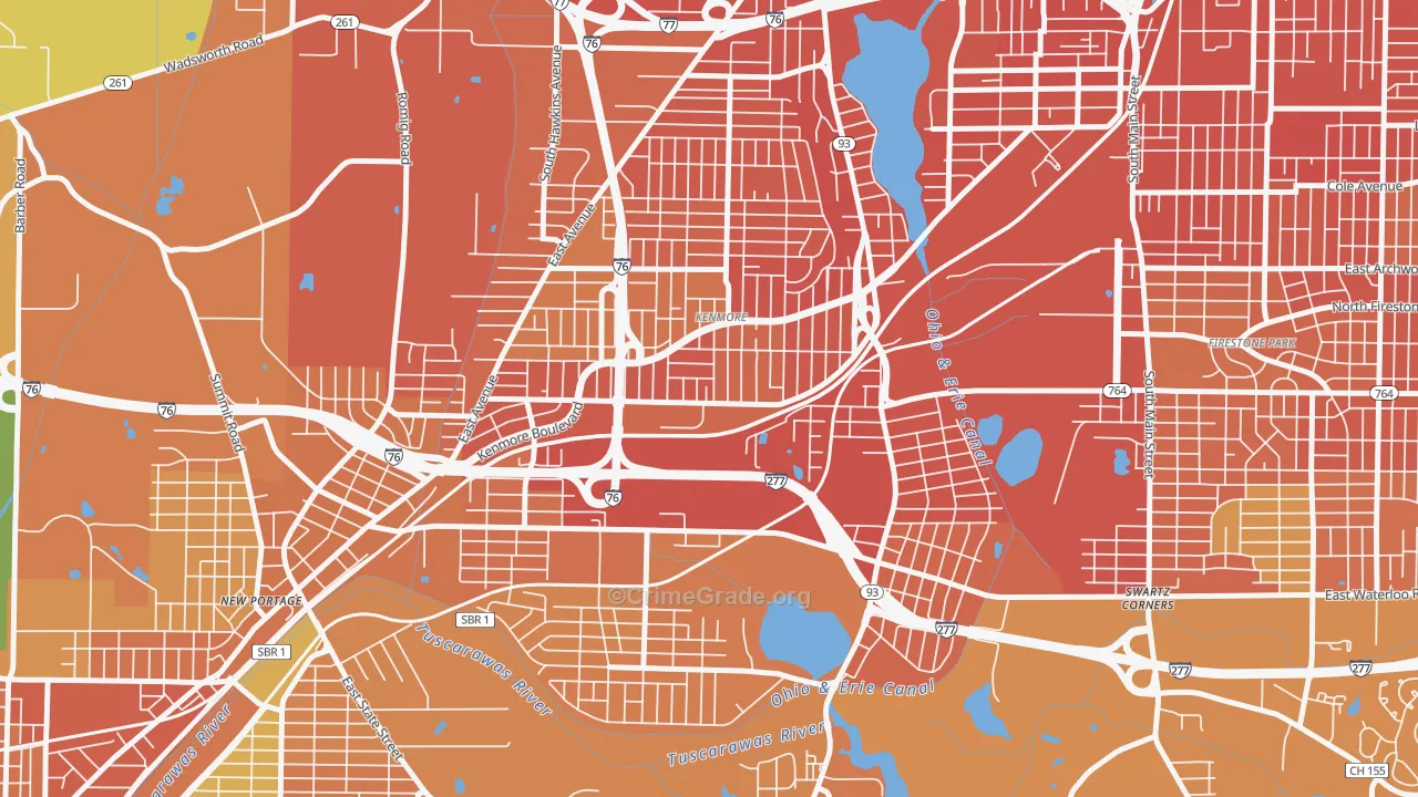 Kenmore, Akron, OH Map of Burglary Rates