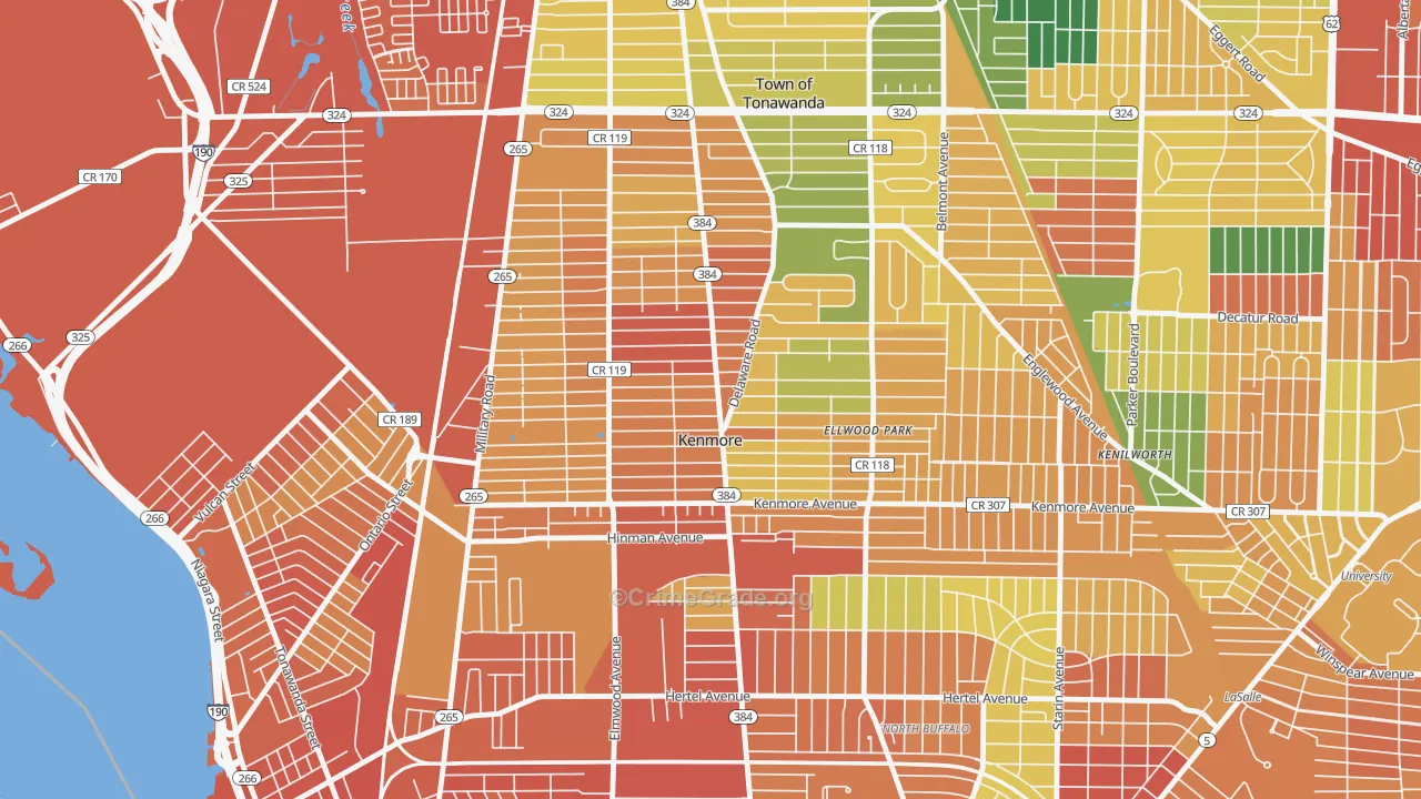 Kenmore, NY Map of Burglary Rates