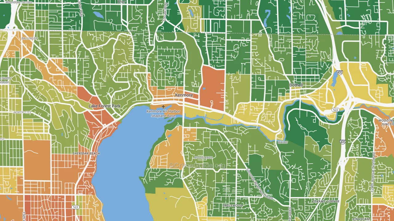 Kenmore, WA Map of Burglary Rates