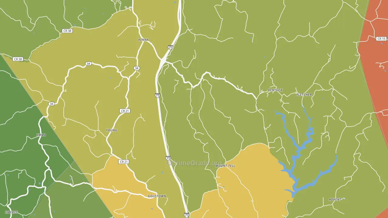 Kenna, WV Map of Burglary Rates