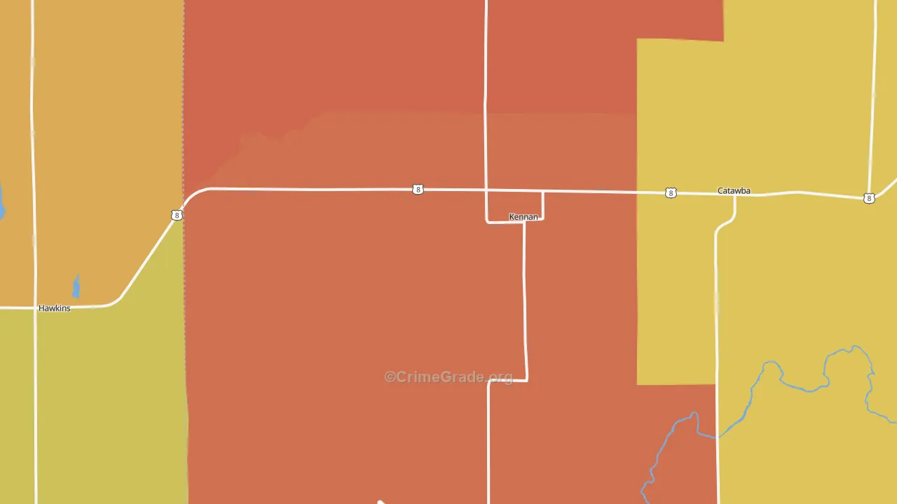 Kennan, WI Map of Burglary Rates