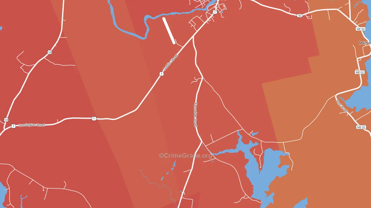 Kennebec, ME Map of Burglary Rates
