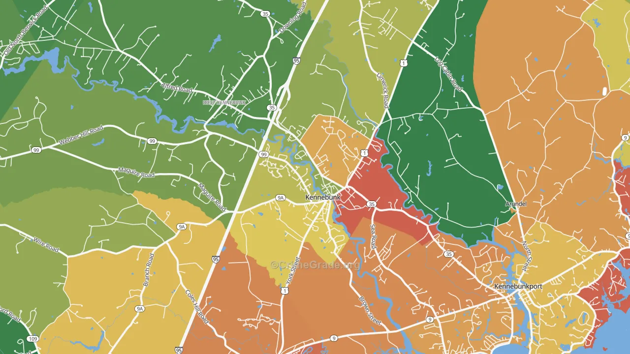 Kennebunk, ME Map of Burglary Rates