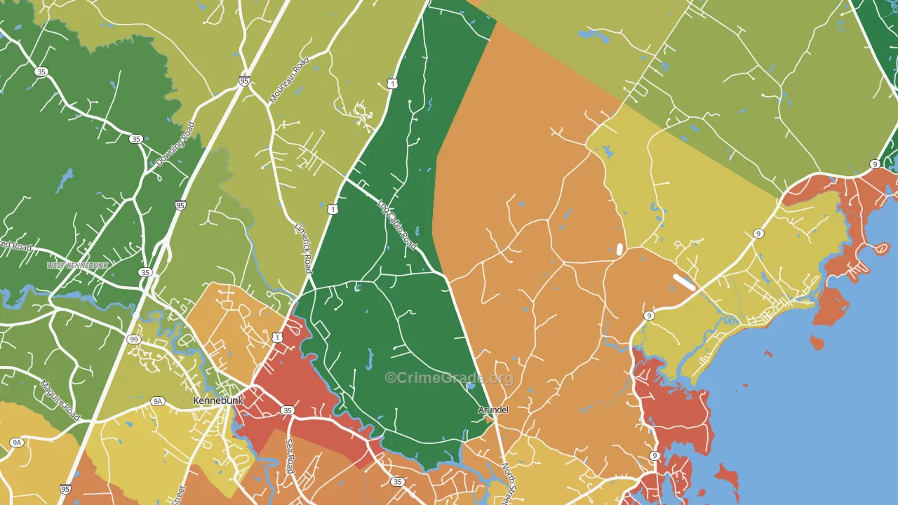 Kennebunkport, ME Map of Burglary Rates