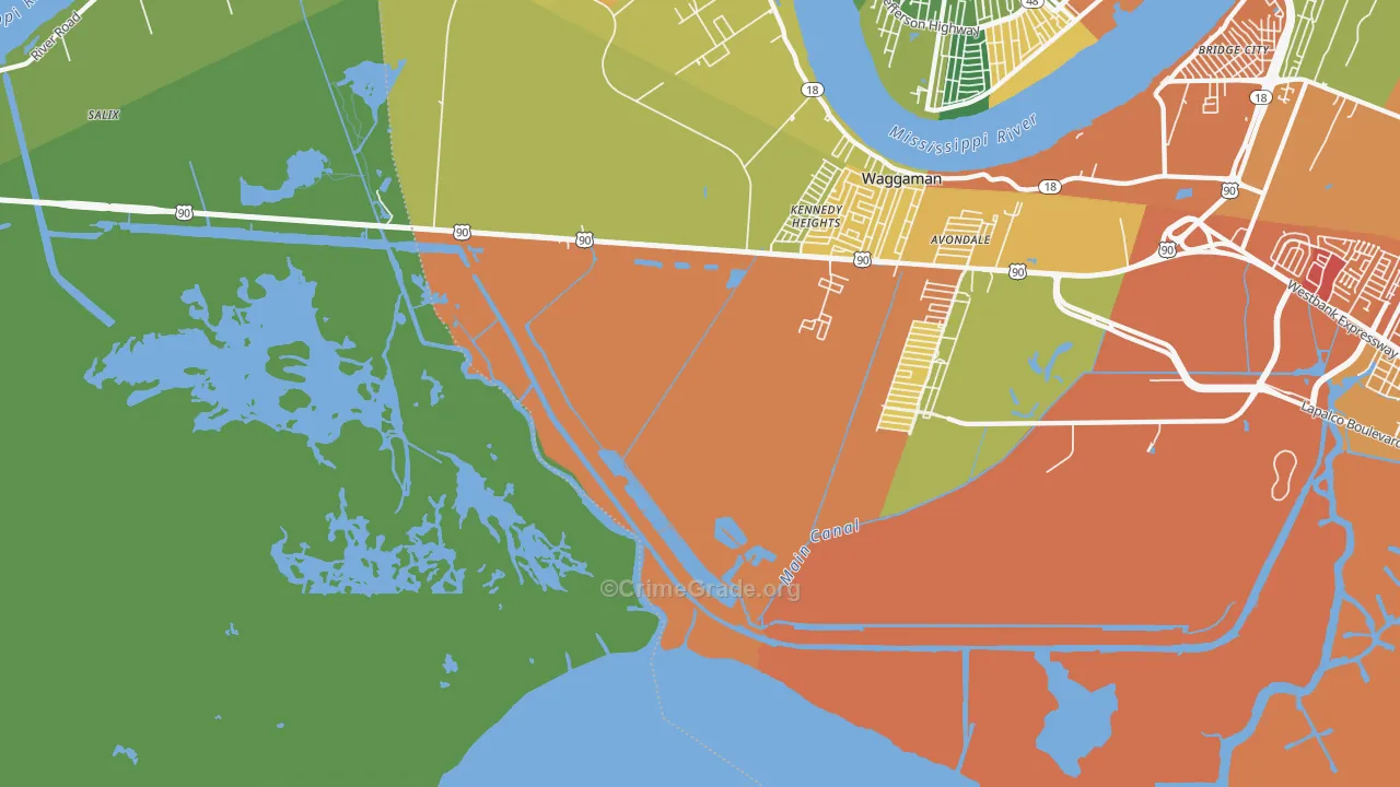 Kennedy Heights, LA Map of Burglary Rates