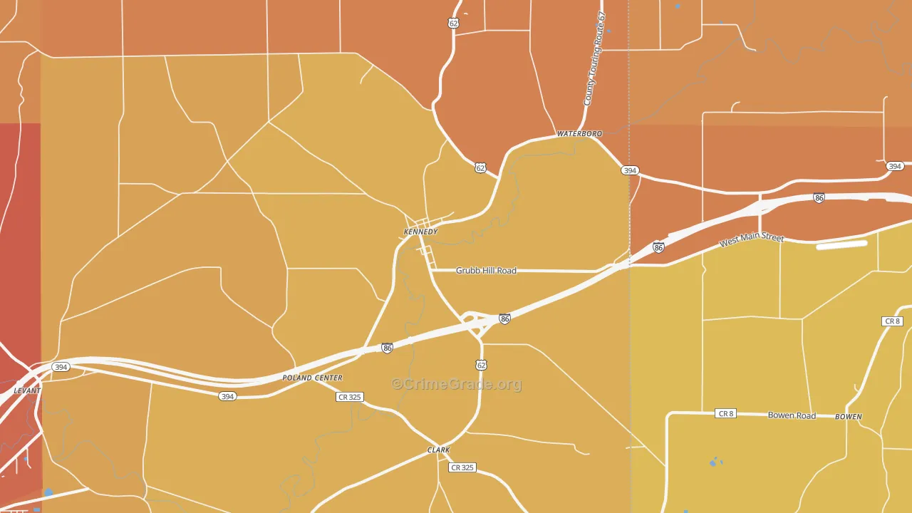 Kennedy, NY Map of Burglary Rates
