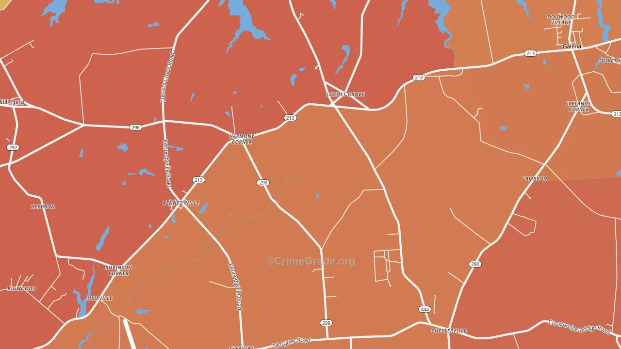 Kennedyville, MD Map of Burglary Rates