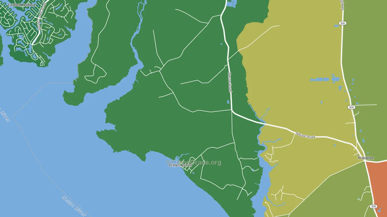 Kennel Beach, NC Map of Burglary Rates