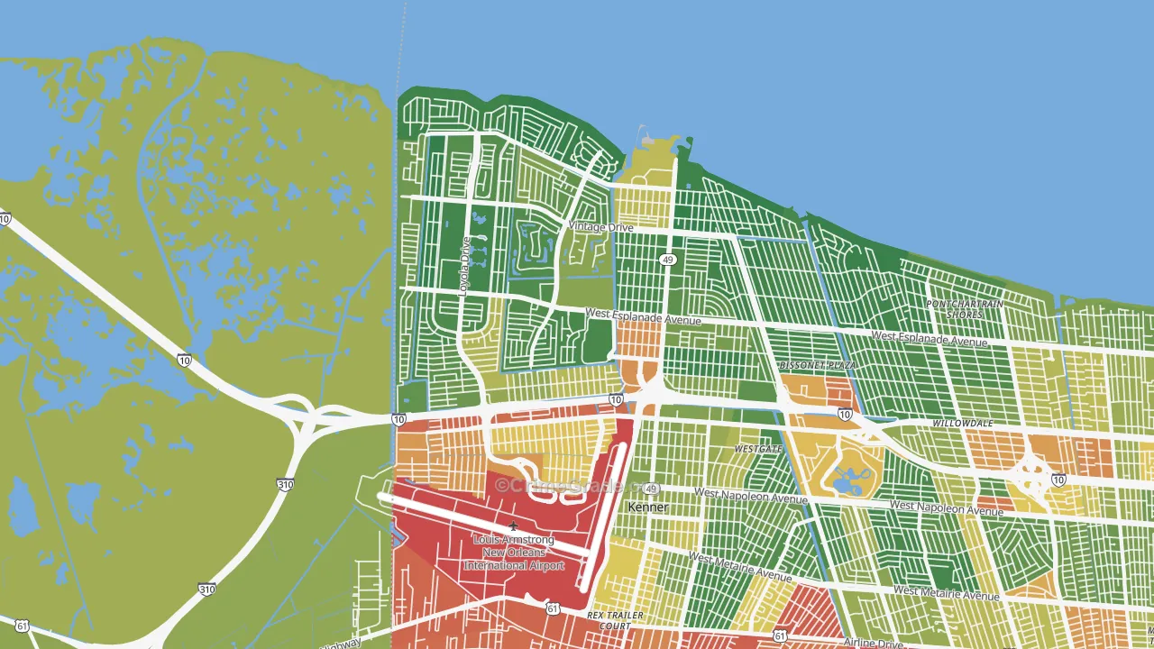 Kenner, LA Map of Burglary Rates
