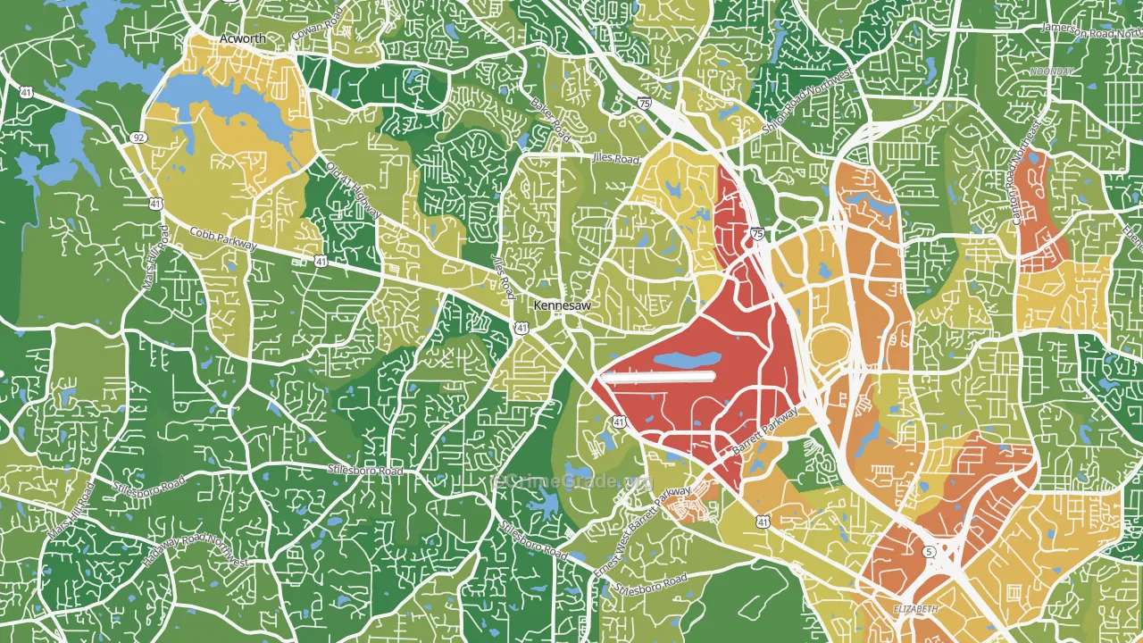 Kennesaw, GA Map of Burglary Rates