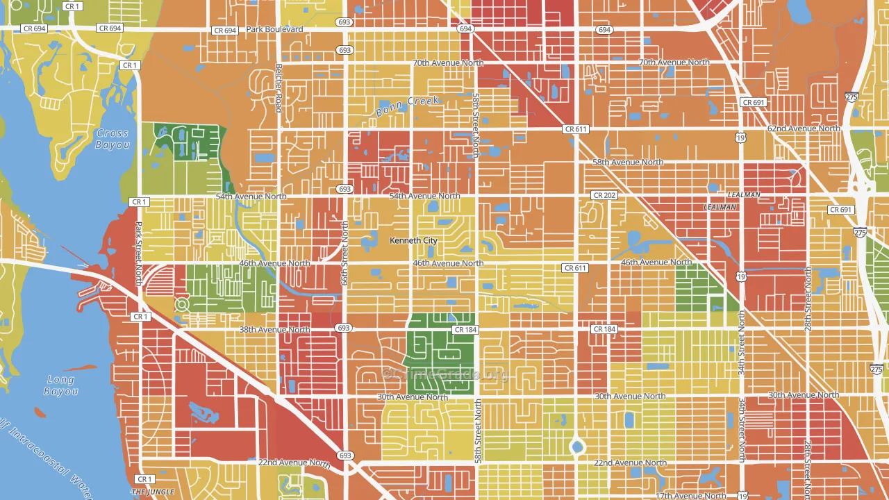 Kenneth City, FL Map of Burglary Rates