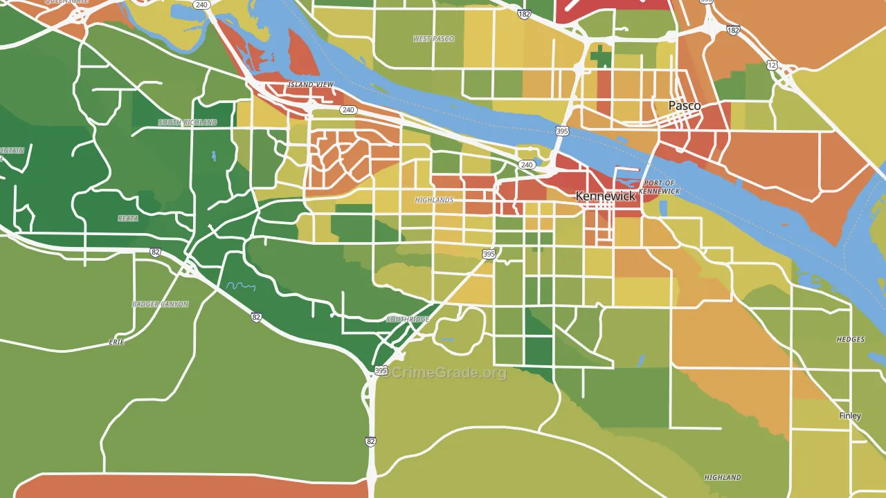 Kennewick, WA Map of Burglary Rates