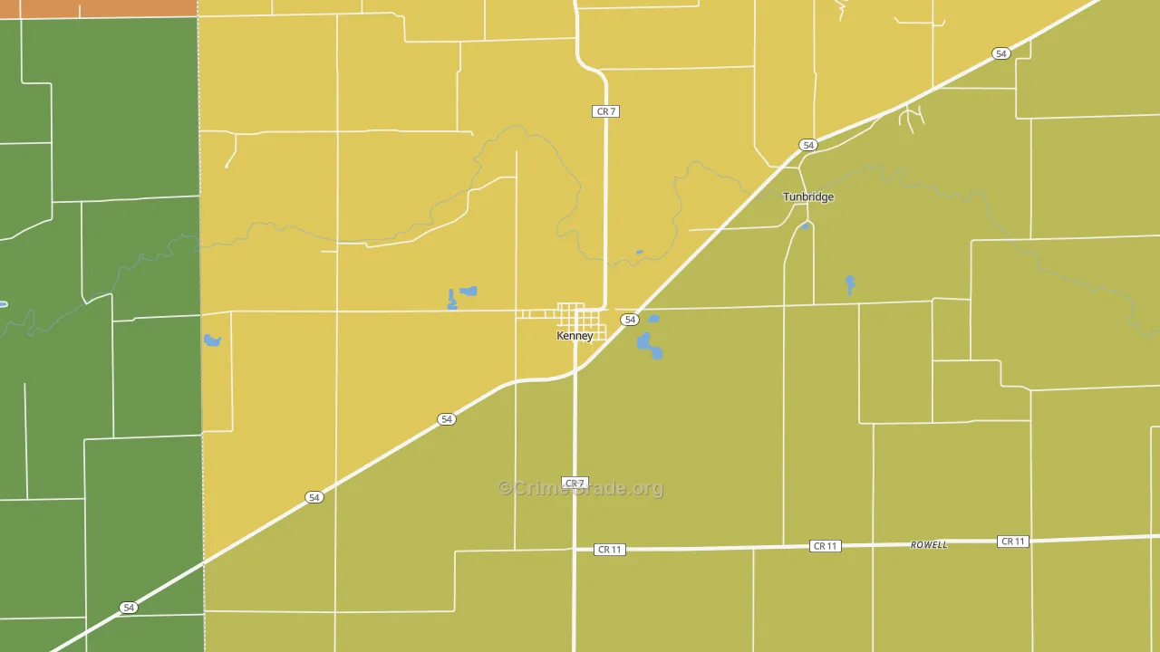 Kenney, IL Map of Burglary Rates