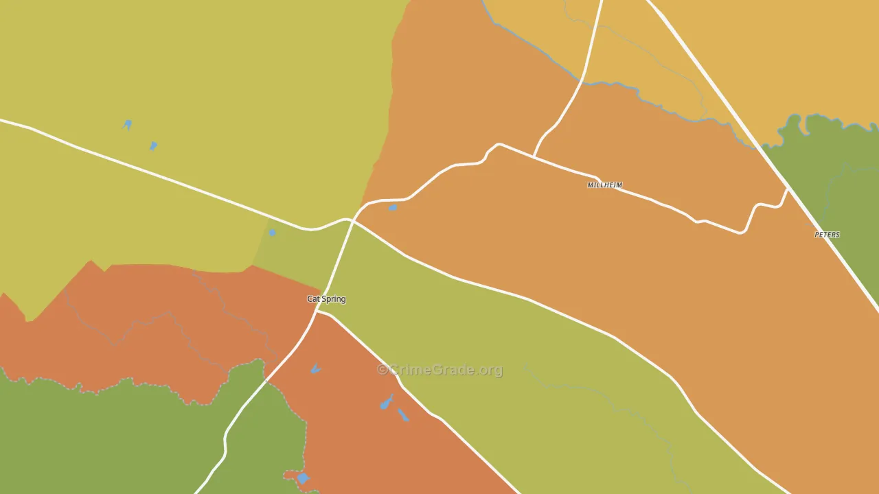 Kenney, TX Map of Burglary Rates