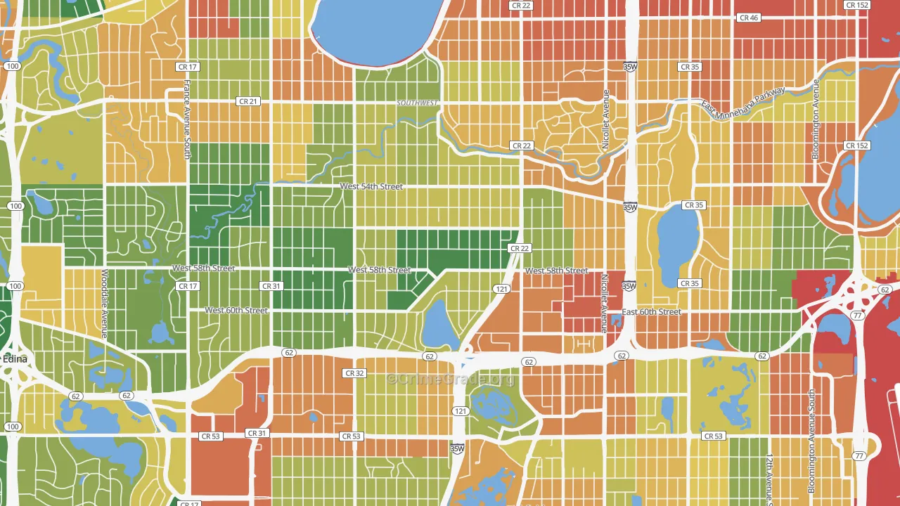 Kenny, Minneapolis, MN Map of Burglary Rates