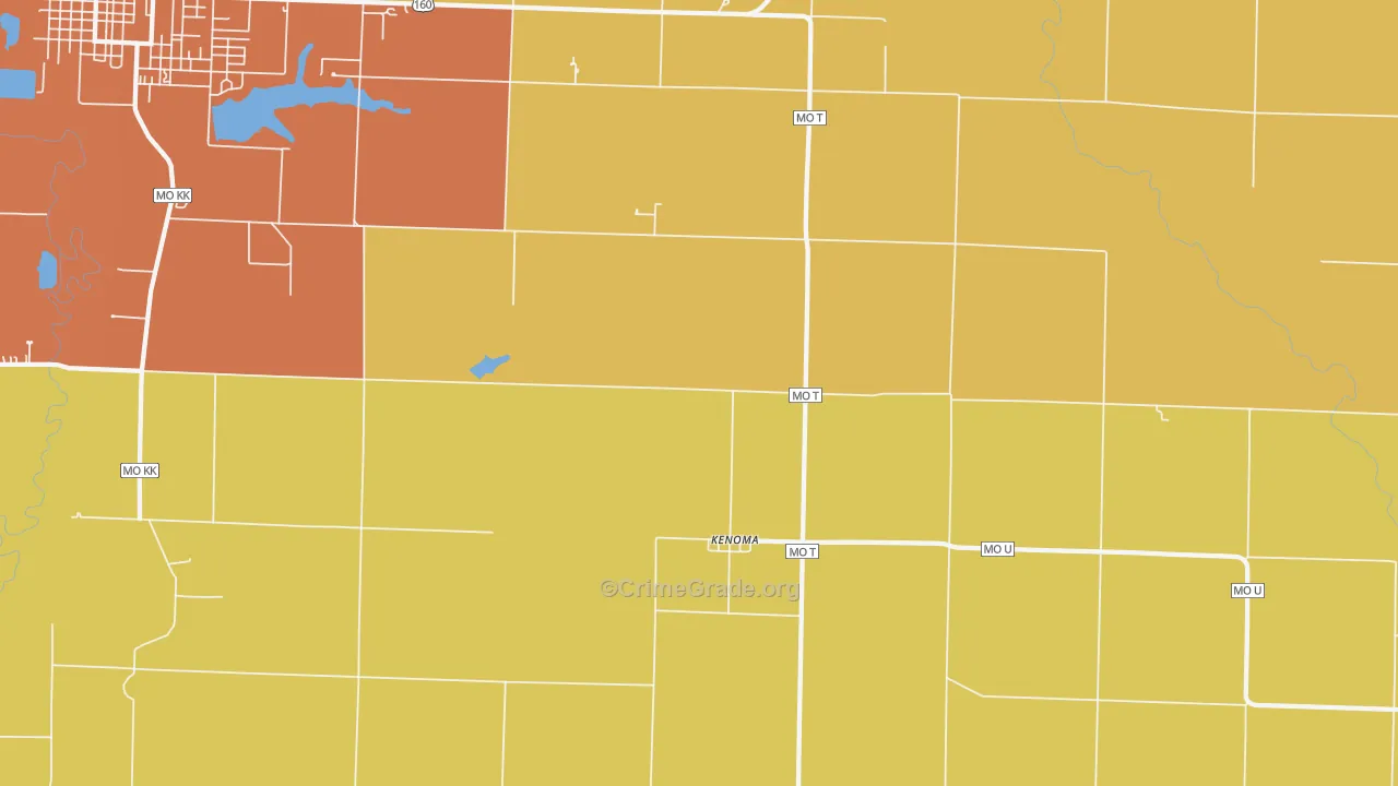 Kenoma, MO Map of Burglary Rates