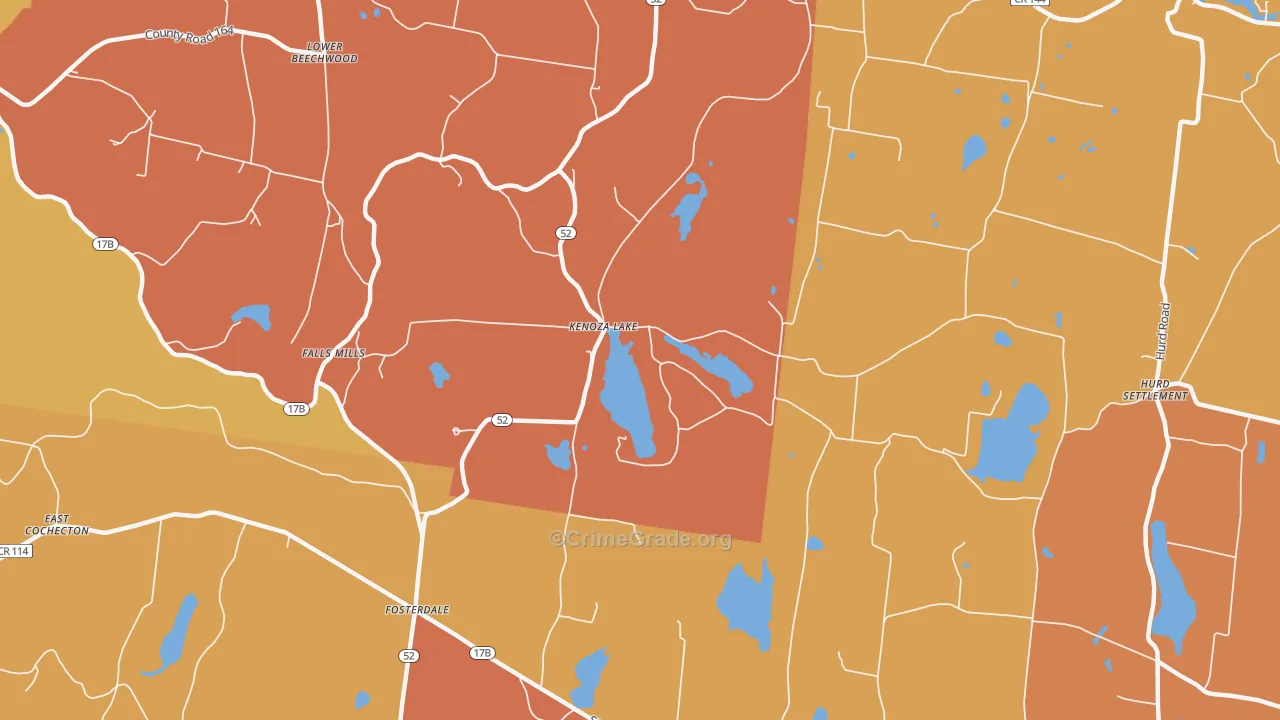 Kenoza Lake, NY Map of Burglary Rates