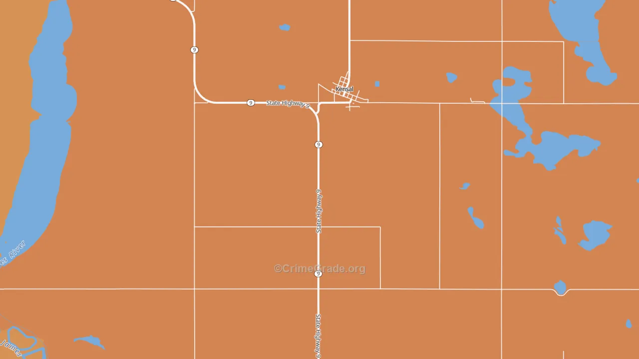 Kensal, ND Map of Burglary Rates