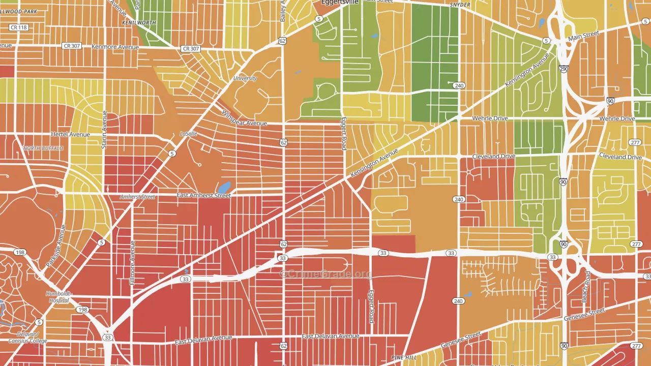 Kensington, Buffalo, NY Map of Burglary Rates