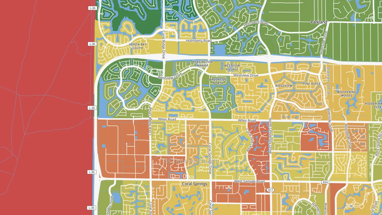 Kensington, Coral Springs, FL Map of Burglary Rates