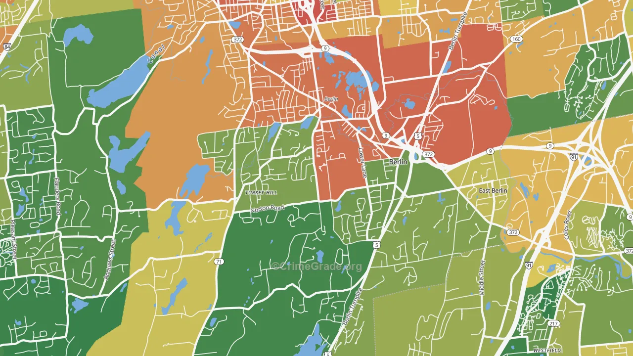 Kensington, CT Map of Burglary Rates