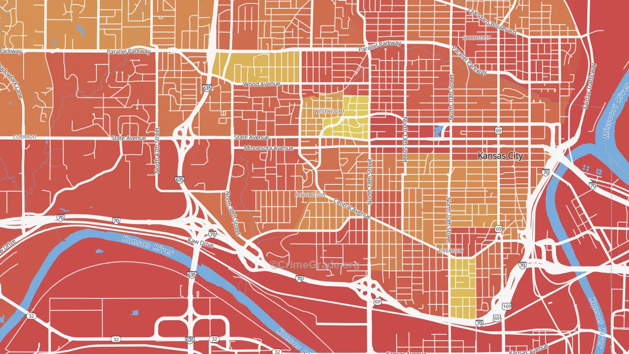 Kensington, Kansas City, KS Map of Burglary Rates